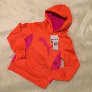Kids Neon Orange & Pink Puma Hoodie